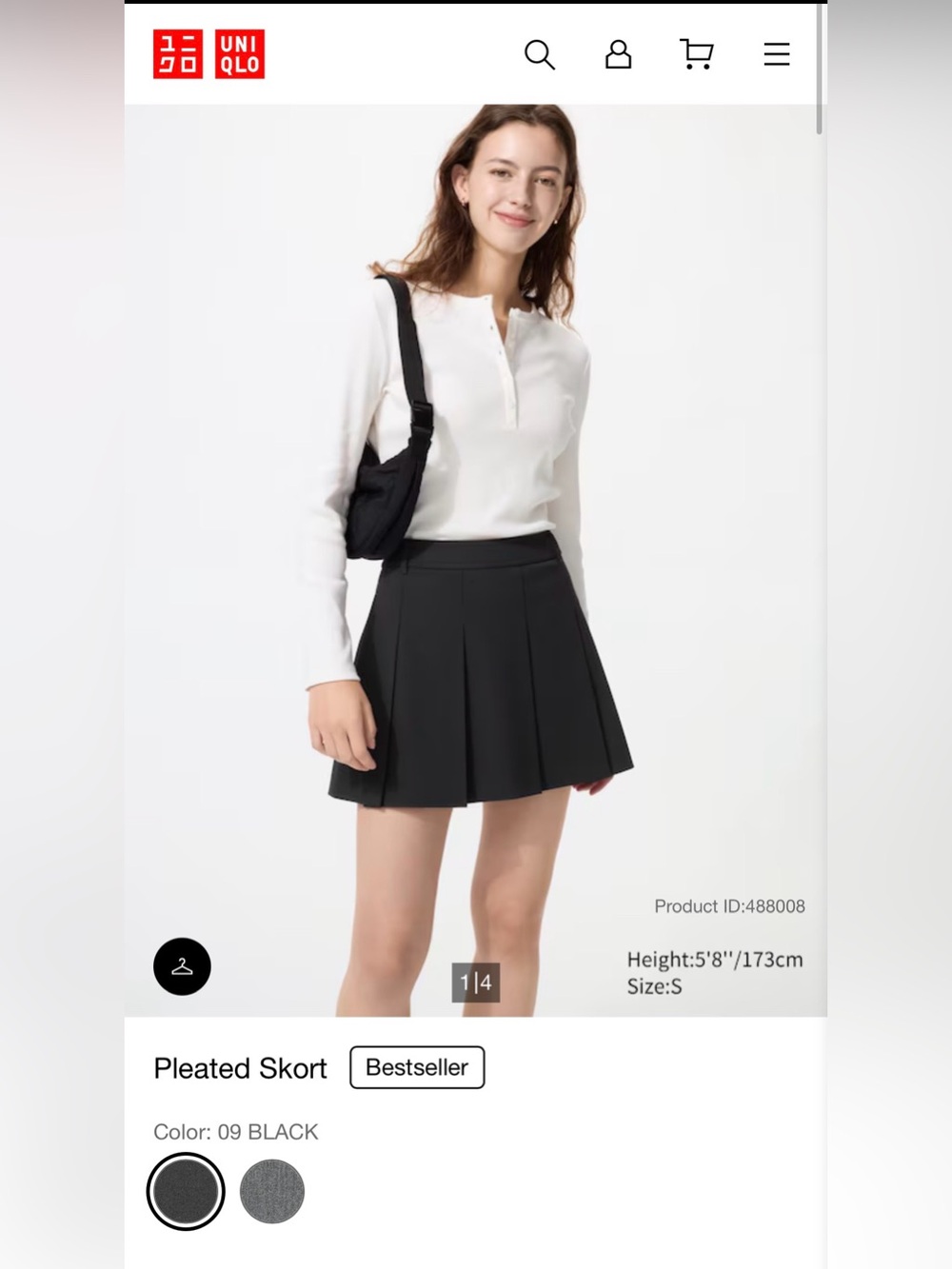 Uniqlo Pleated Mini skort in Black Size XS - NWT